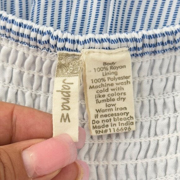 Japna Striped Blue & White Romper With Embroidered Trim - Womens Medium - Picture 4 of 10
